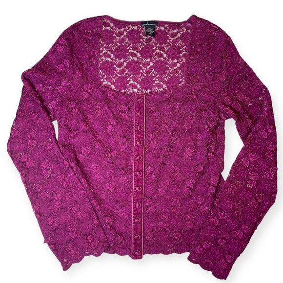 Moda International long sleeve fairy goth lace button blouse - Picture 8 of 8